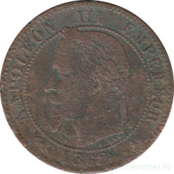 Монета. Франция. 2 сантима 1862 год. А.