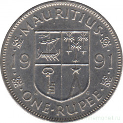Монета. Маврикий. 1 рупия 1991 год.