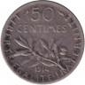 Монета. Франция. 50 сантимов 1914 год.