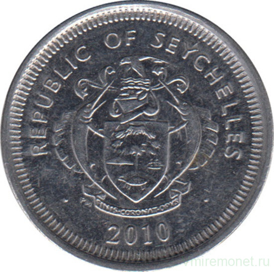 Монета. Сейшельские острова. 25 центов 2010 год.