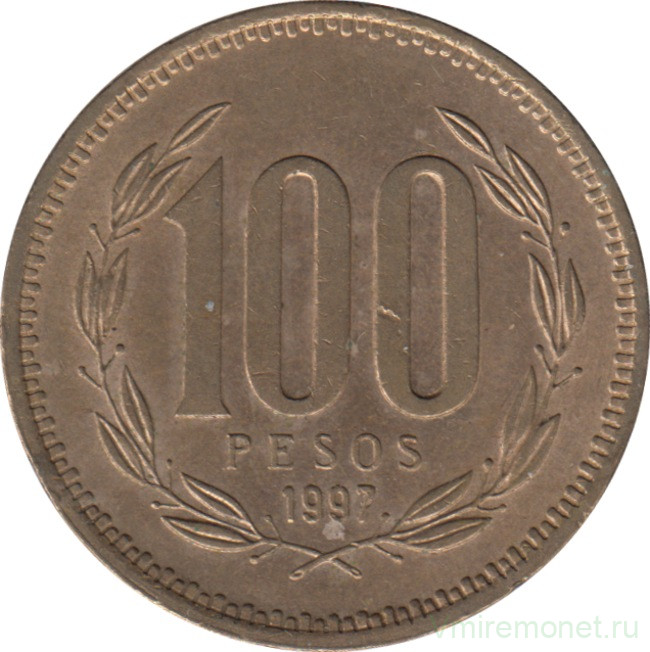 Монета. Чили. 100 песо 1997 год.