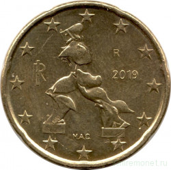 Монета. Италия. 20 центов 2019 год.
