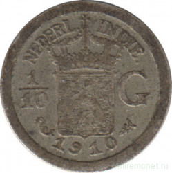 Монета. Нидерландская Ост-Индия. 1/10 гульдена 1910 год.