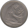 Монета. ФРГ. 50 пфеннигов 1984 год. Монетный двор - Карлсруэ (G). ав.